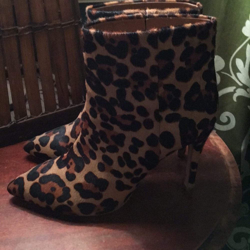 Joie Fur Leopard Ankle Bootie